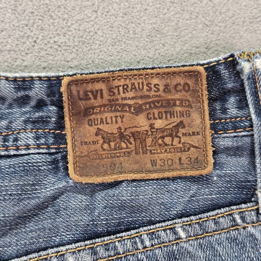 Levis 501 Jeans Mens Selvedge Blue Straight Whiskers Altered Hem‎ Fits 30x29